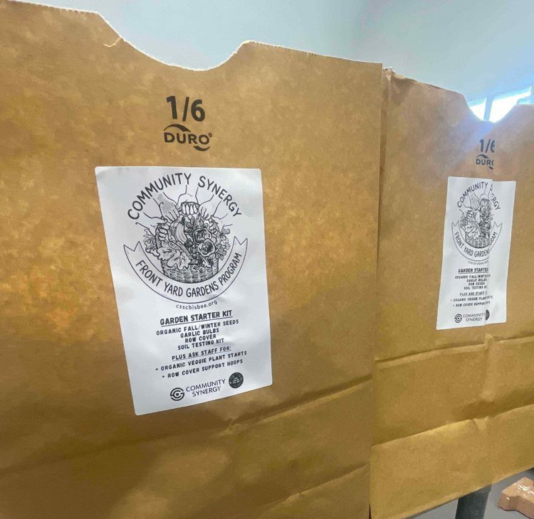 Garden Starter Kit bags with the Front Yard Gardens Program label